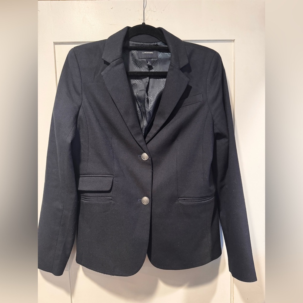 Lands End Women's navy Blazer Jacket size 10